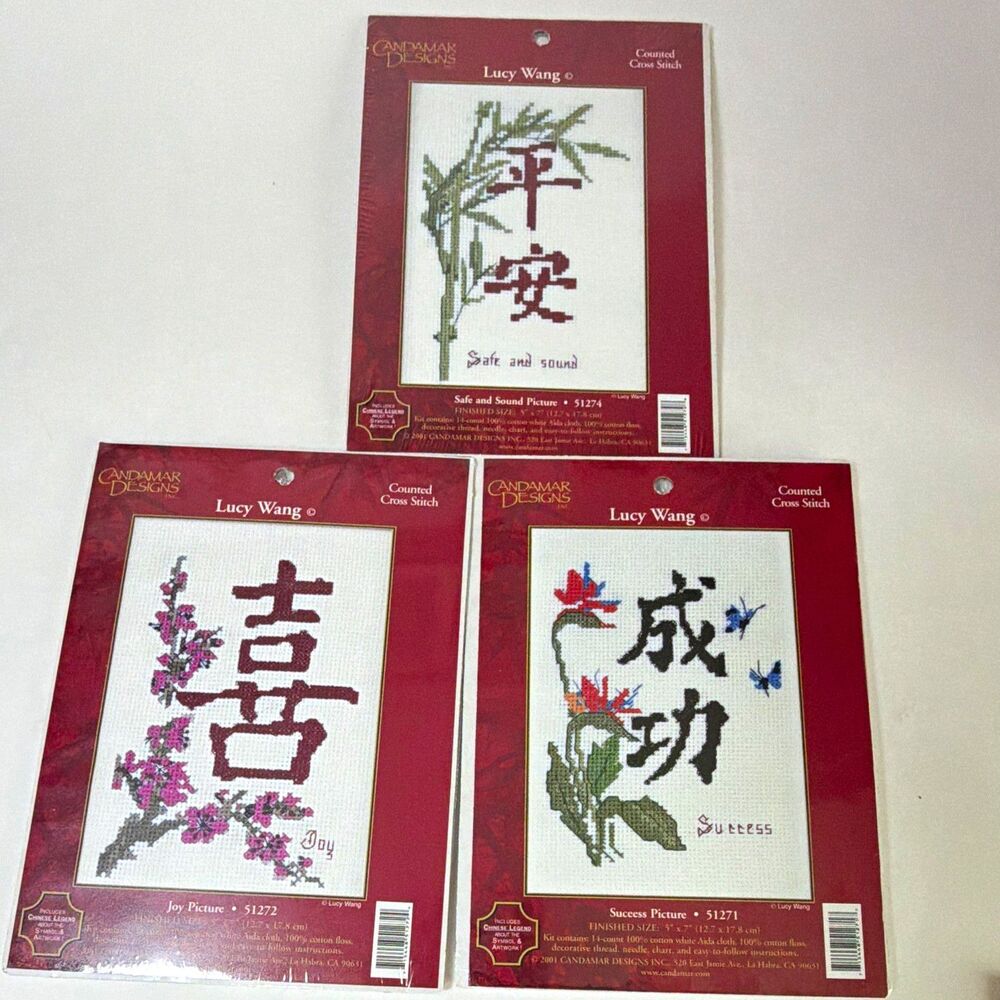 Candamar Designs Lucy Wang Counted Cross Stitch Kit Lot 51271 51272 51274